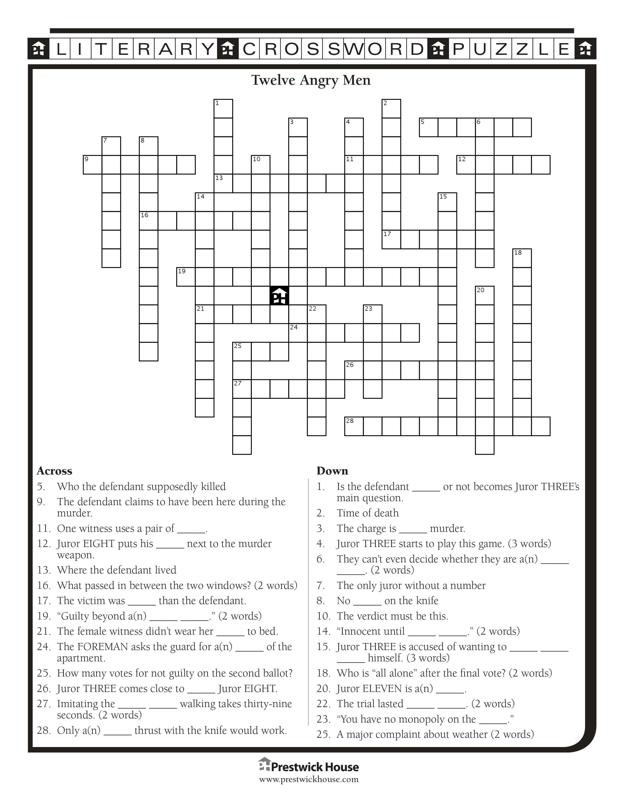 Free Crossword Puzzles English Teacher s Free Library Prestwick House